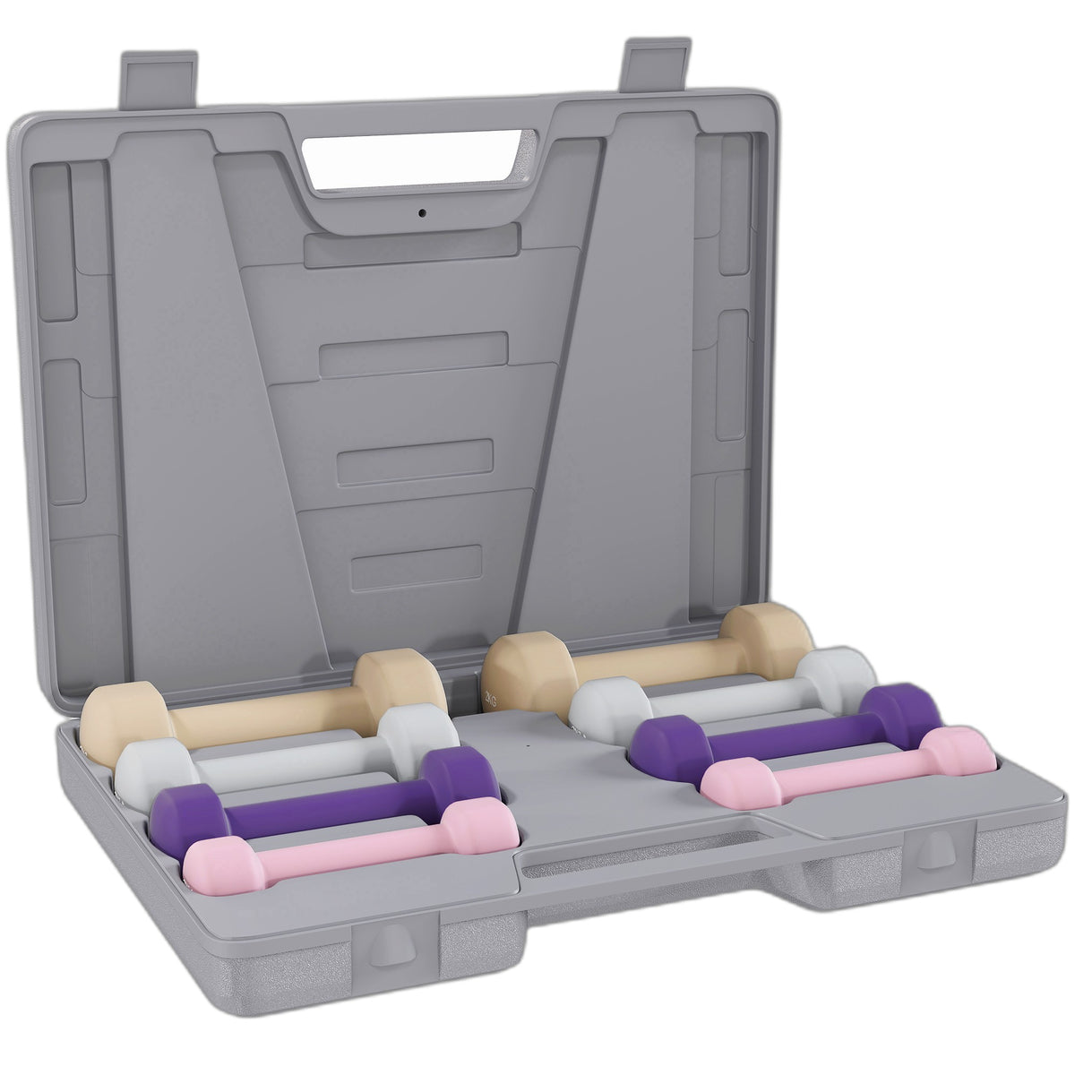 Hantelset med fodral – 4 par: 0,5 kg till 2 kg