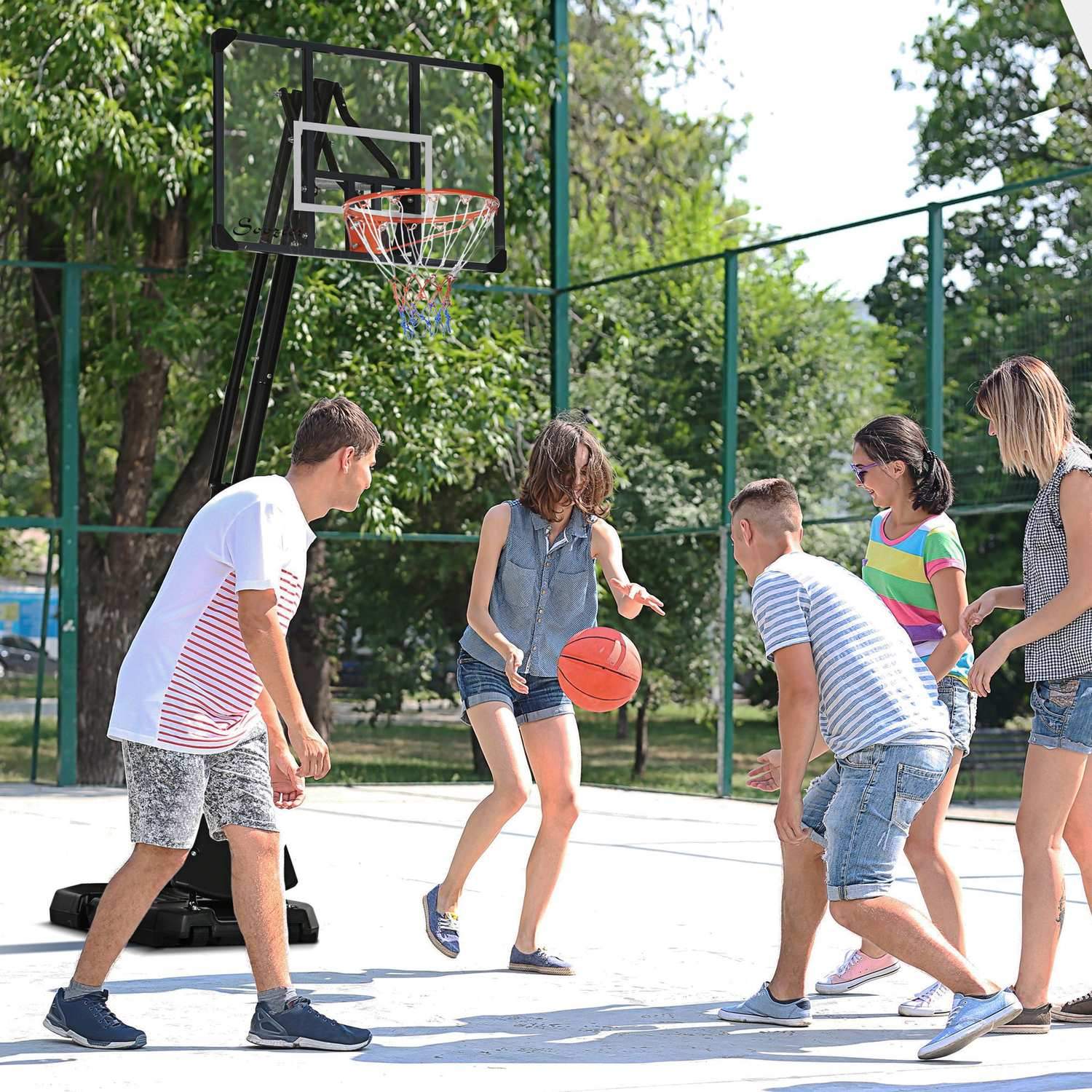 Høydejusterbart basketballstativ 293-350 cm Rullbart basketballstativ i stål