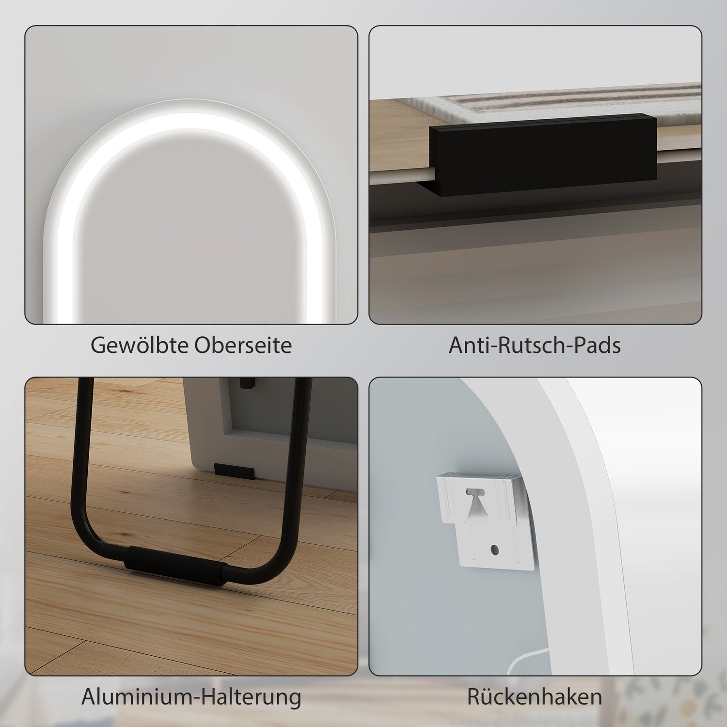 Helkroppsspegel med LED-lampor, 150x40 cm, dimbar