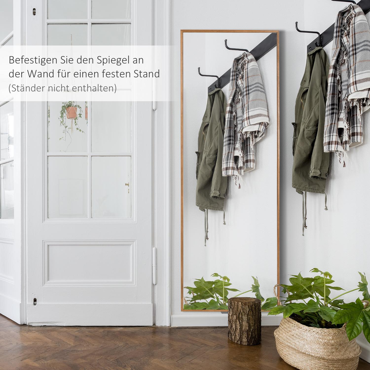 Väggspegel 125x45 cm – Träram, naturlig finish