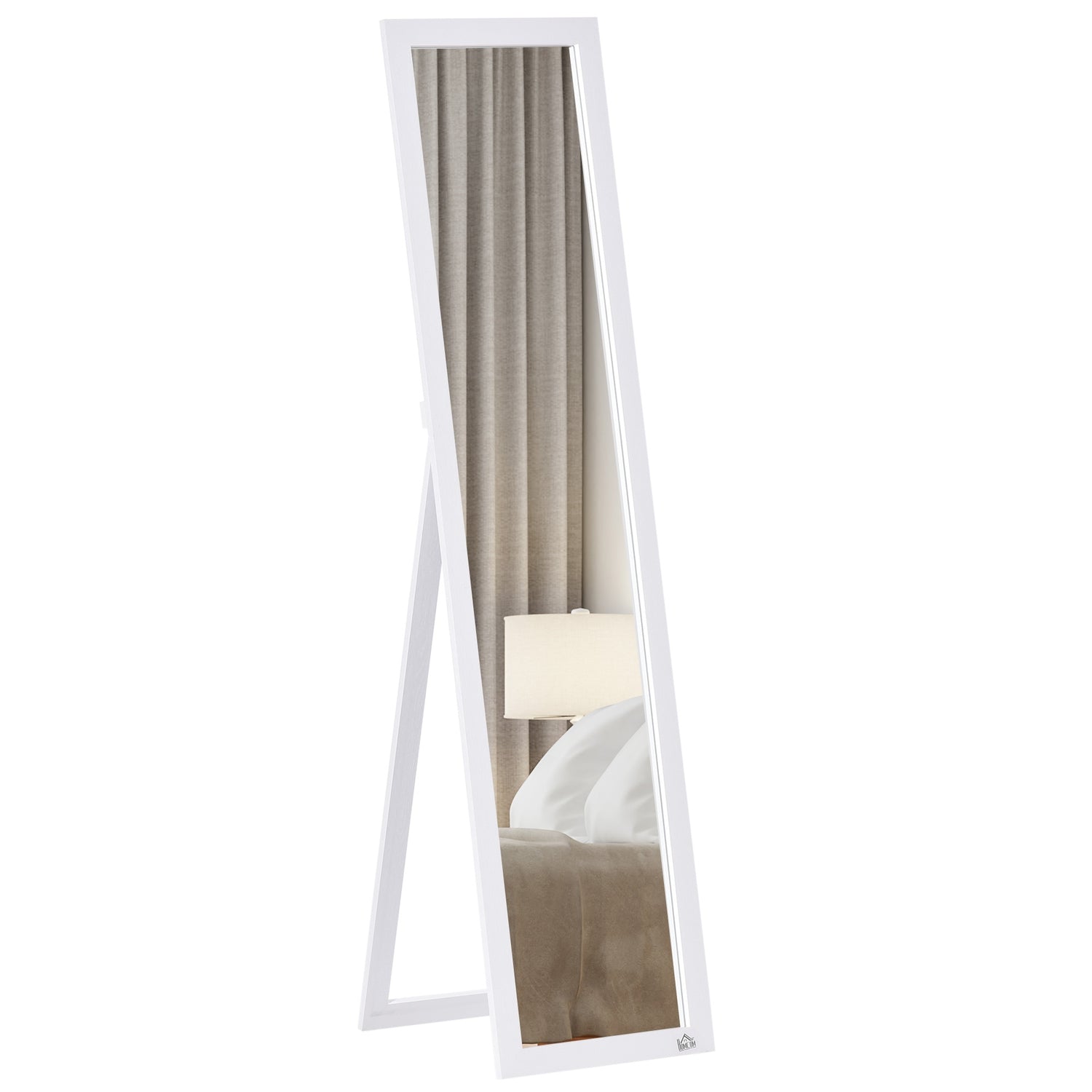 Hellängdsspegel 154x37cm med stativ – vit ram