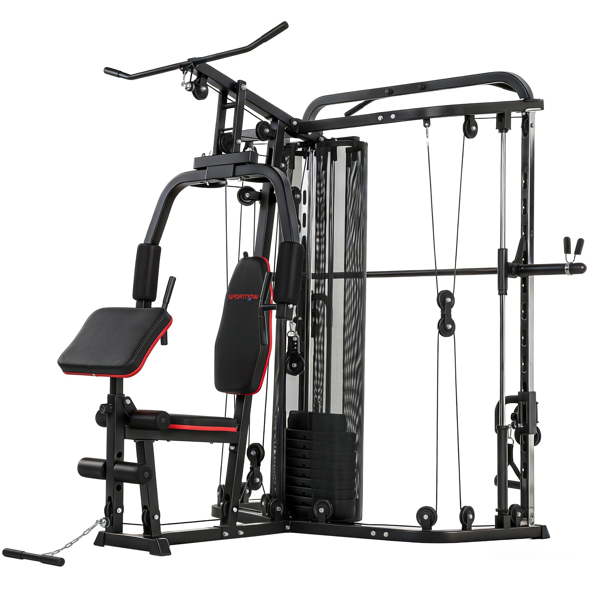 Hemmagymstation med 65 kg vikter, latsdrag och Preacher Bench