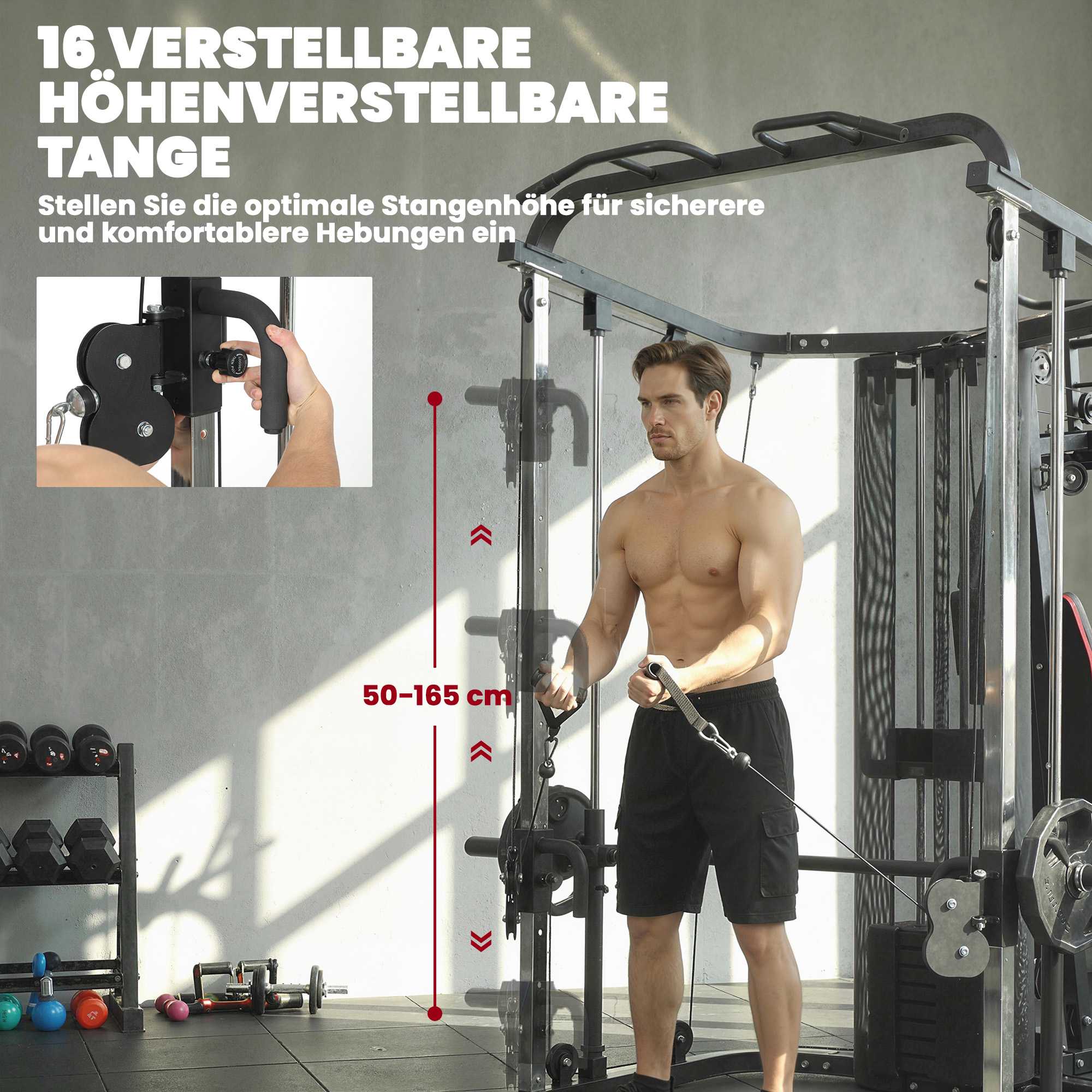 Hemmagymstation med 65 kg vikter, latsdrag och Preacher Bench