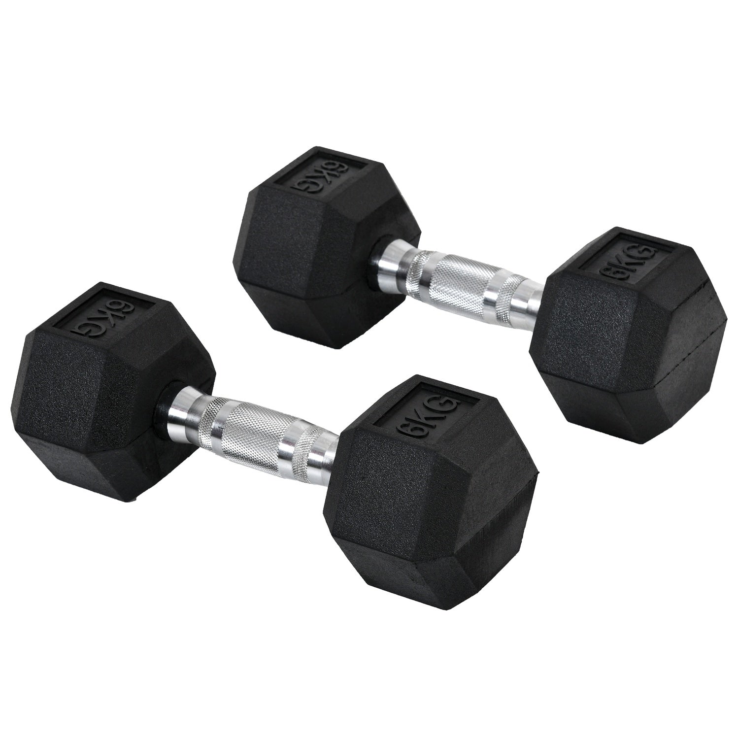 Hexagon Hantlar Set, 2x6 Kg, gummibelagt gjutjärn