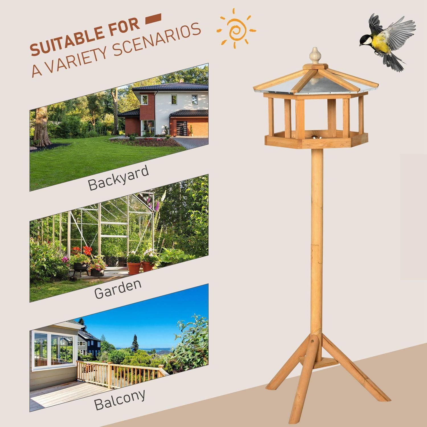 Birdhouse Birdhouse Mater Birdhouse Med Stativ Og Sinktak 113X40X40 Cm