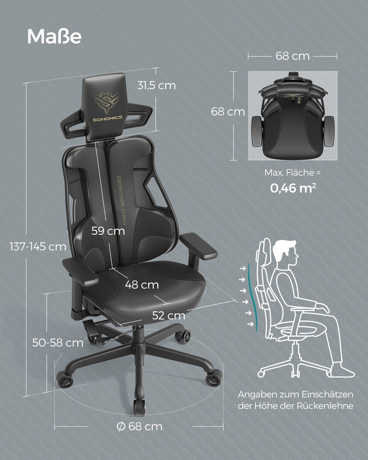 Høyteknologisk ergonomisk gamingstol med tilt