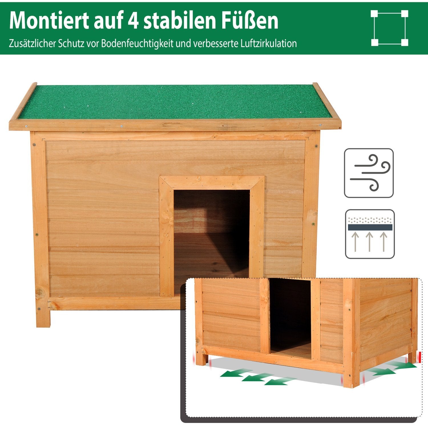 Dog Kennel Mysig Hundgrotta Gjord Av Granträ Med Tak, Perfekt För Hundar Och Katter, 82X58X58 Cm