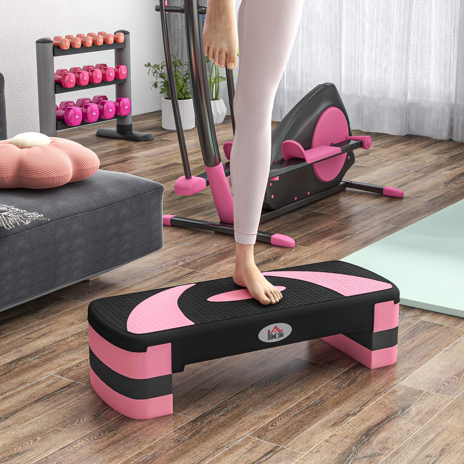 Høydejusterbar aerobic stepper, 3 nivåer, 150 kg kapasitet