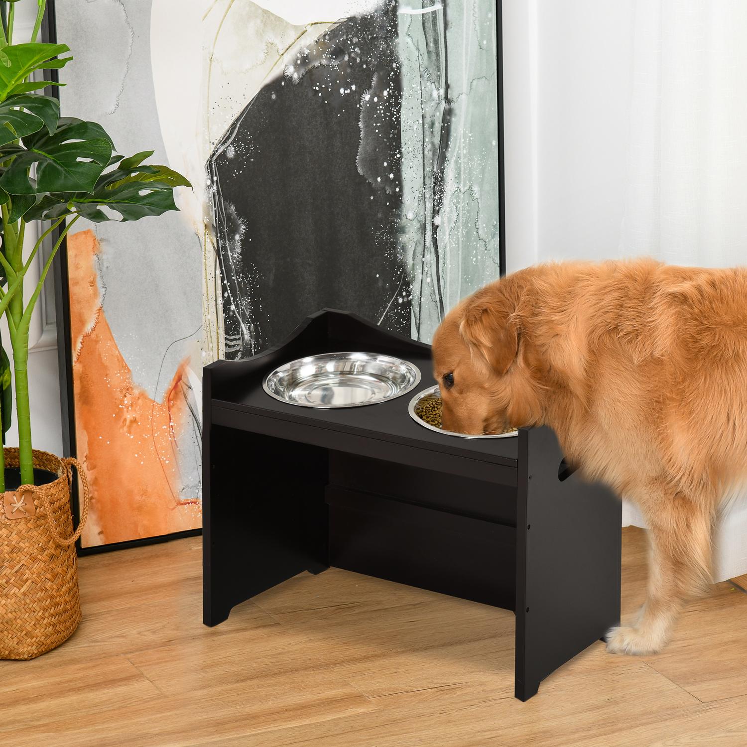 Justerbar hundmatningsstation, skål i rostfritt stål, 54 cm