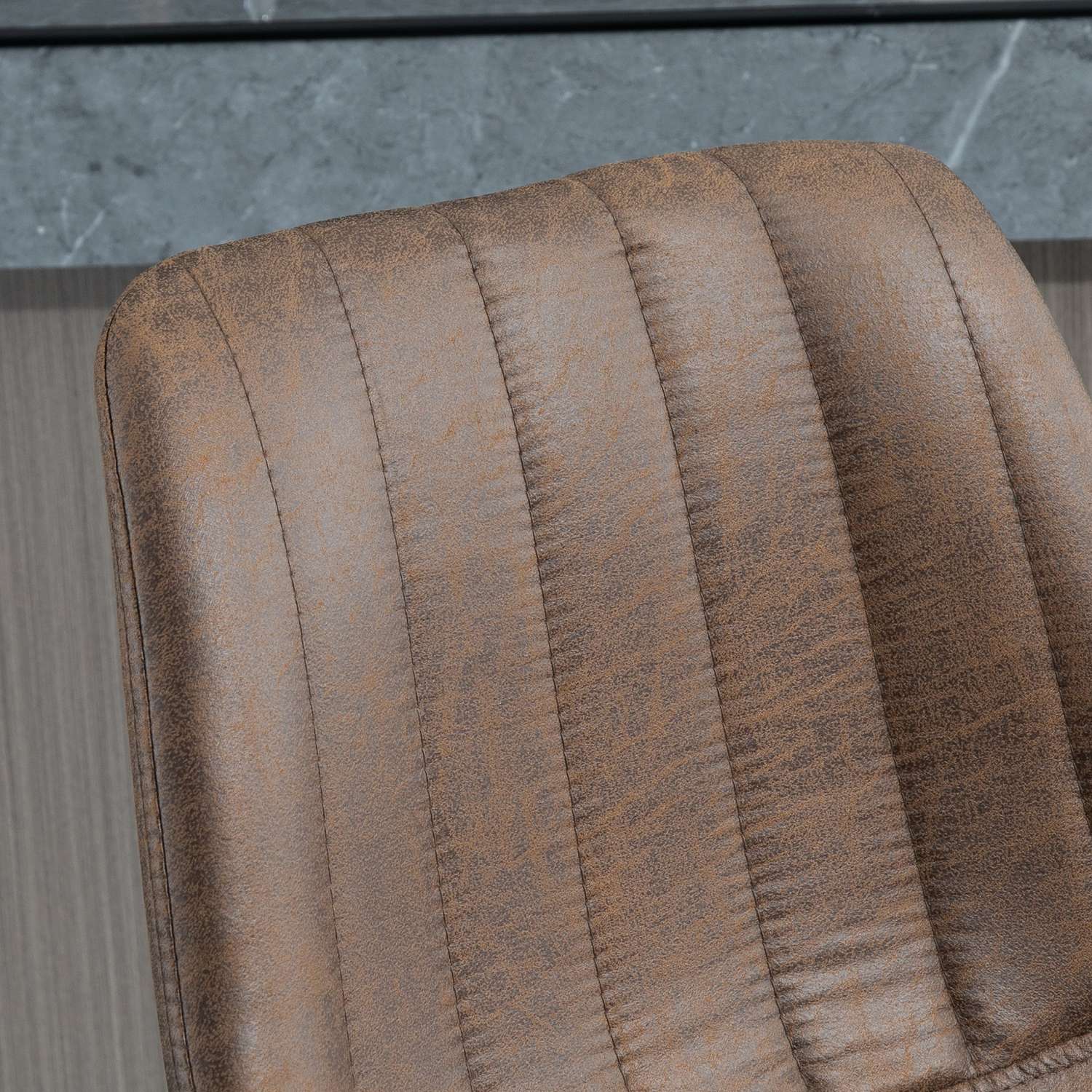 Höjdjusterbara bruna barstolar, set om 2, polyester