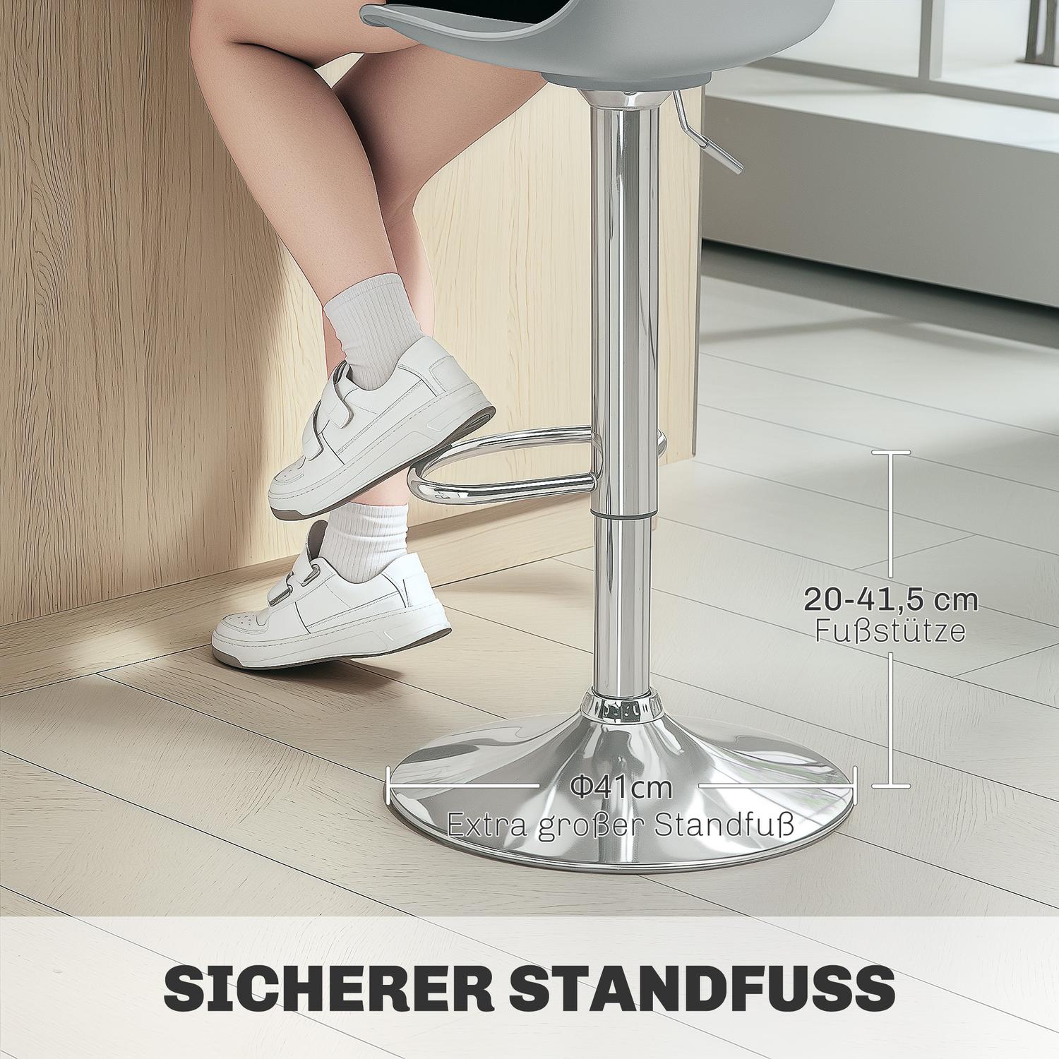 Höjdjusterbara grå barstolar, set om 2, konstläder