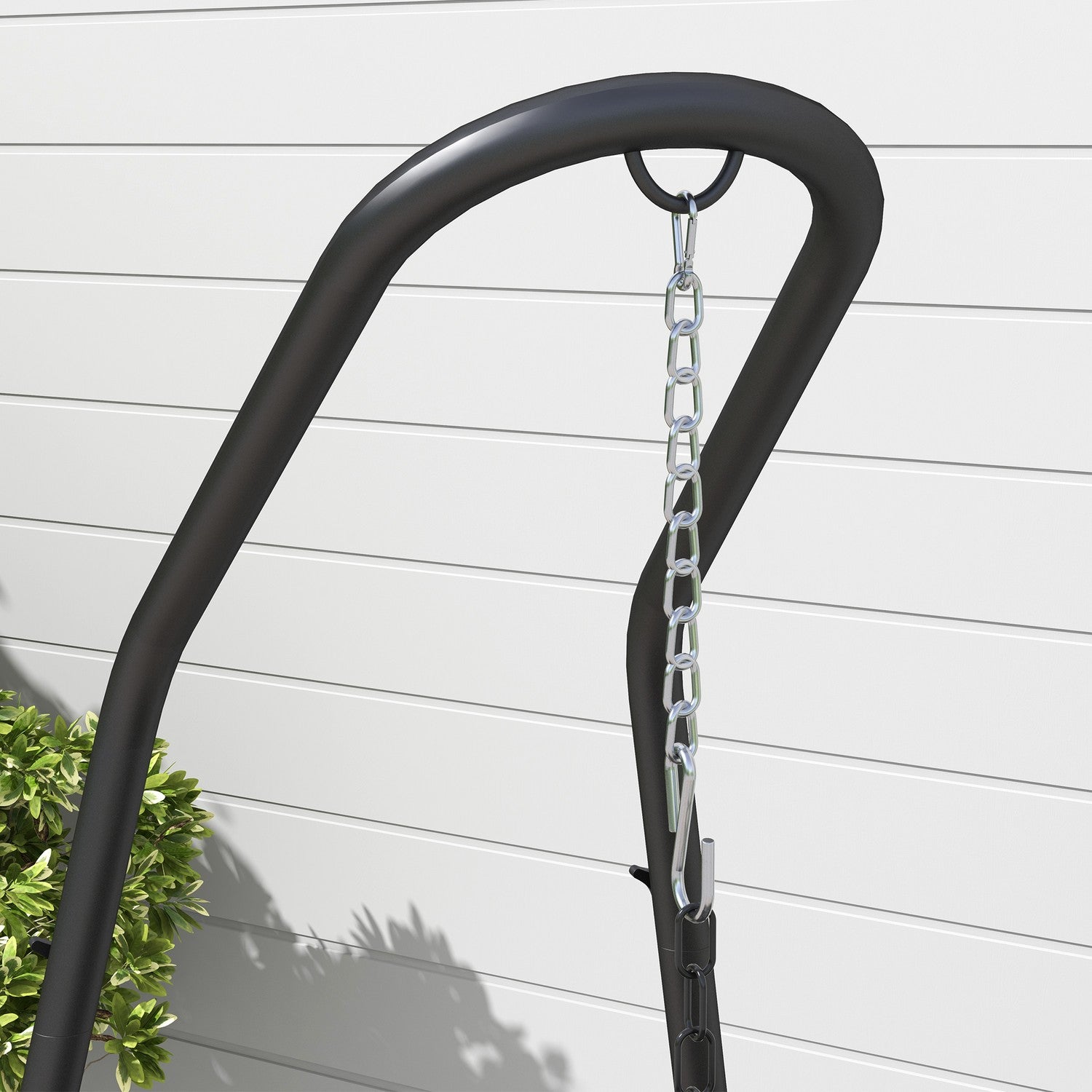 Höjdjusterbar hängstol i metall, svart