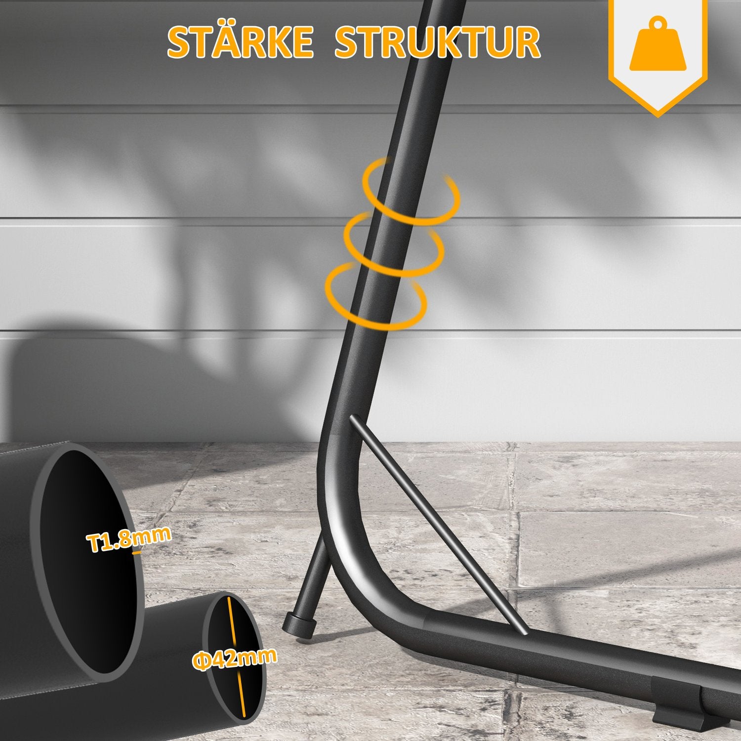 Höjdjusterbar hängstol i metall, svart