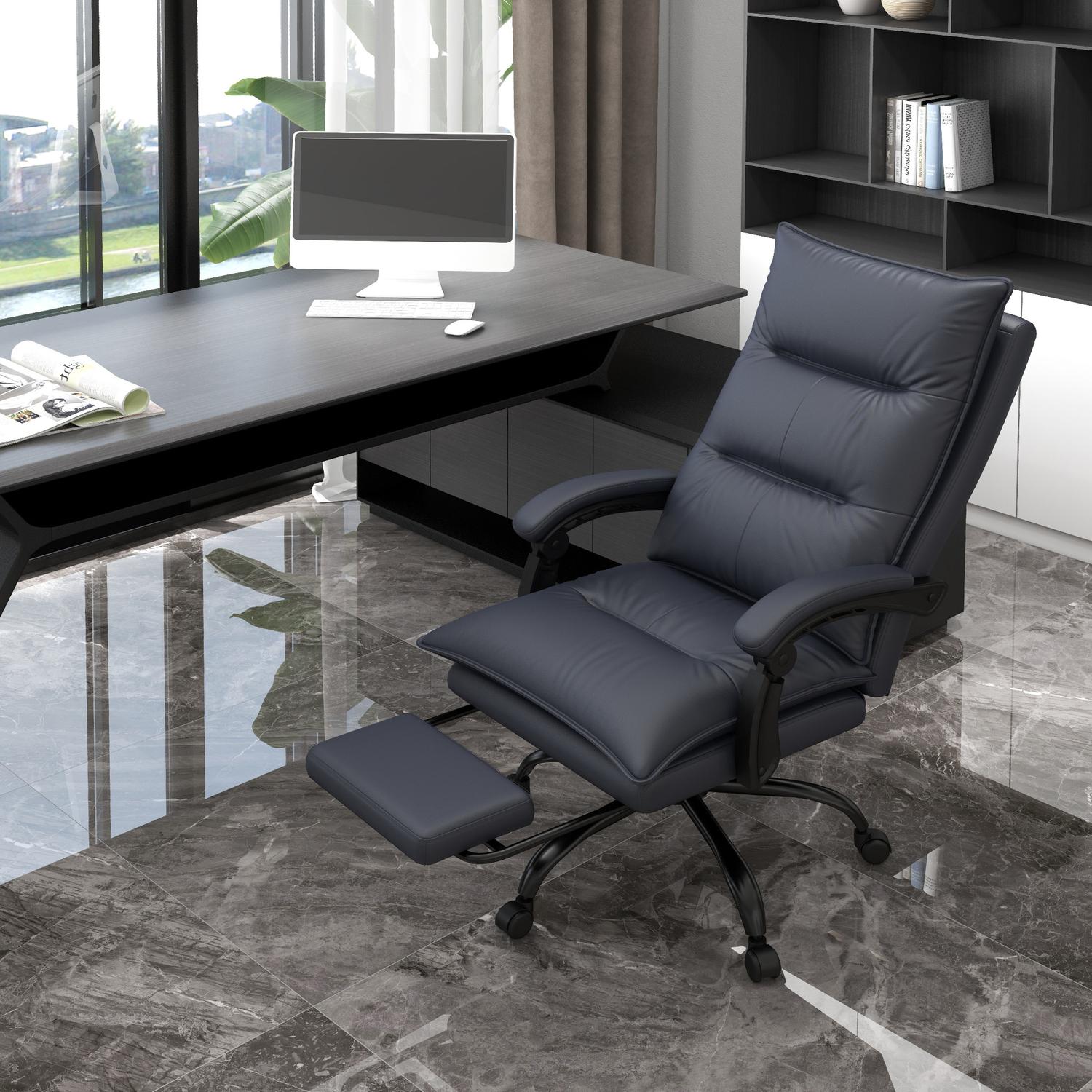 Höjdjusterbar kontorsstol med massage och fotstöd