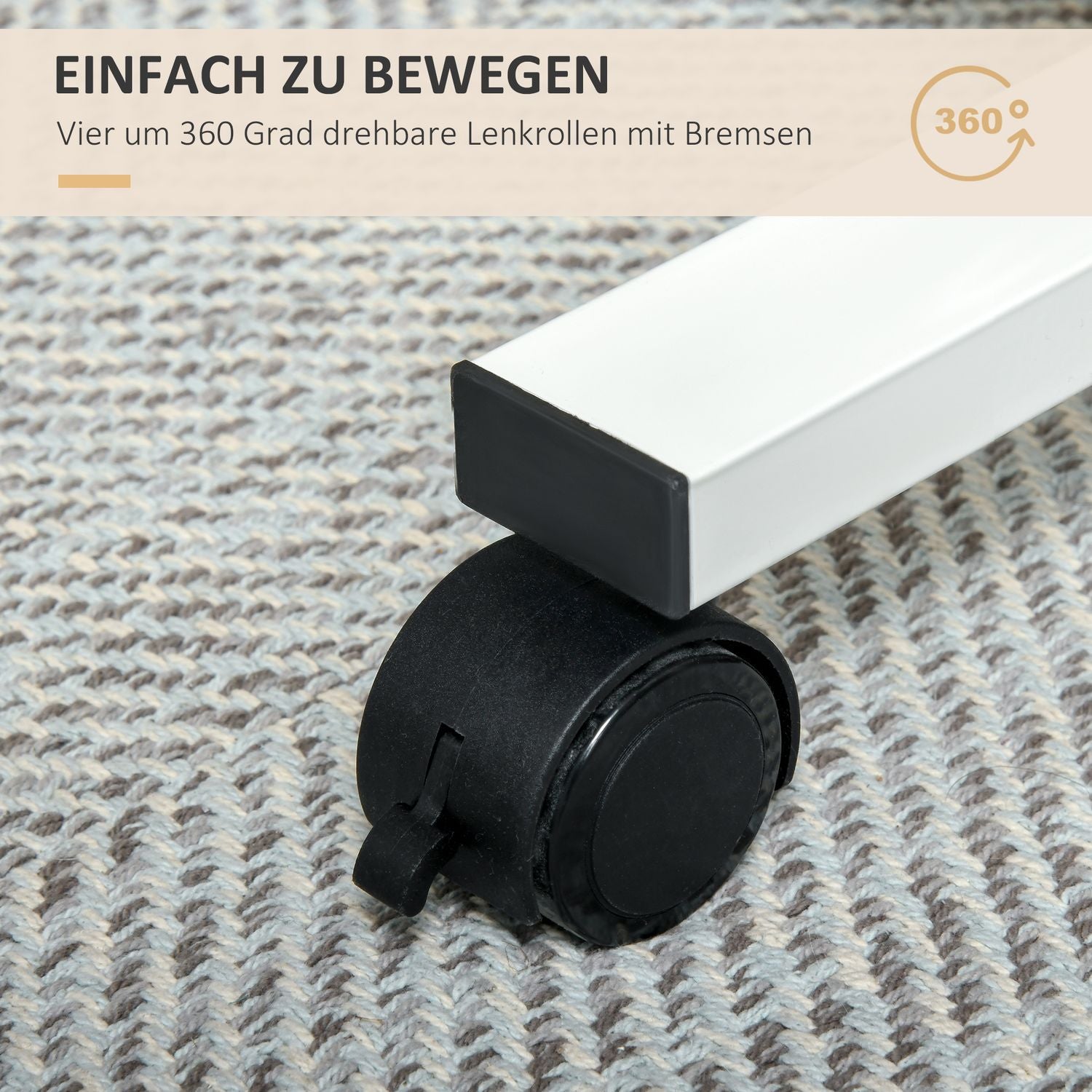 Höjdjusterbart stående skrivbord, hjul, C-form, 70-110 cm