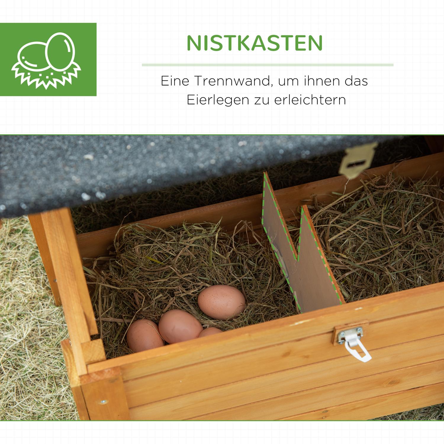 Hönshus, massivt trä, 180x92x78cm med häcklåda