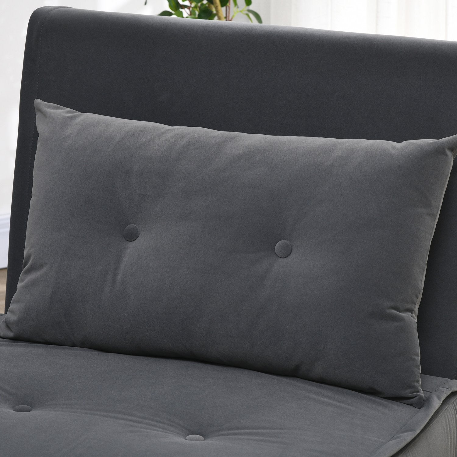 Hopfällbar Sammetssoffa Stolsäng – Mörkgrå kudde, 77x88x83 cm