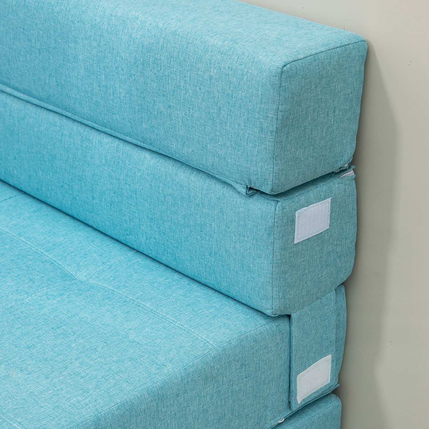 Hopfällbar bäddsoffa Stol, 2-i-1 gästsäng med kuddar, blå