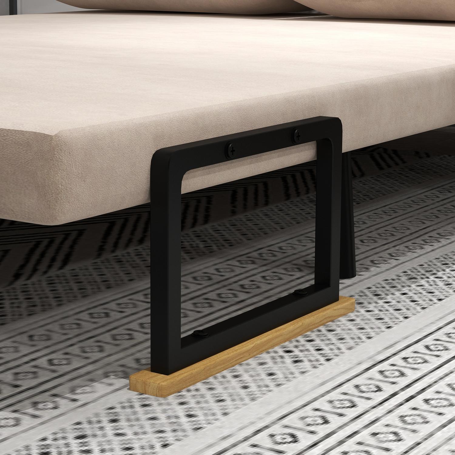 Hopfällbar bäddsoffa i sammetslook, justerbar, beige, 102x73x81 cm