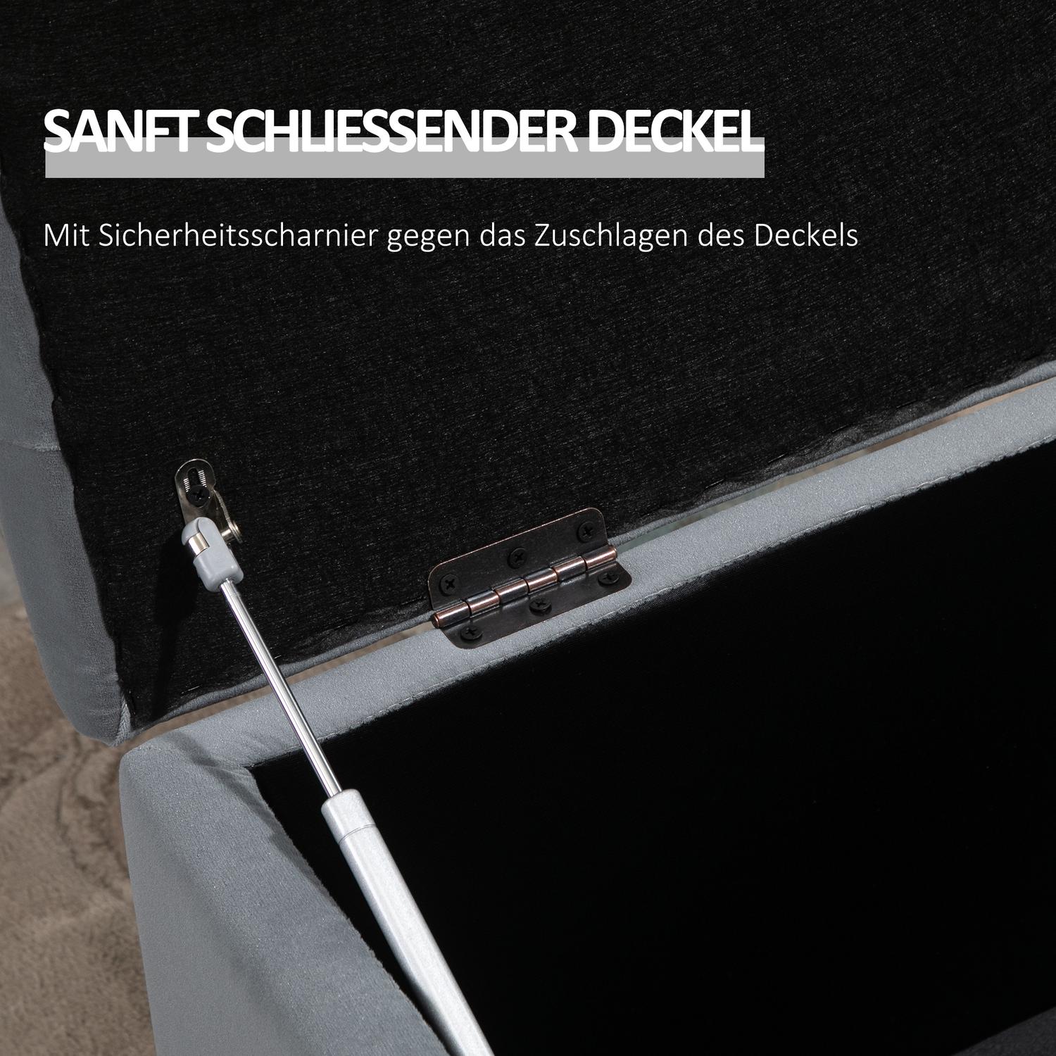 Hopfällbar förvaringsbänk med 2 pallar, stoppad sits