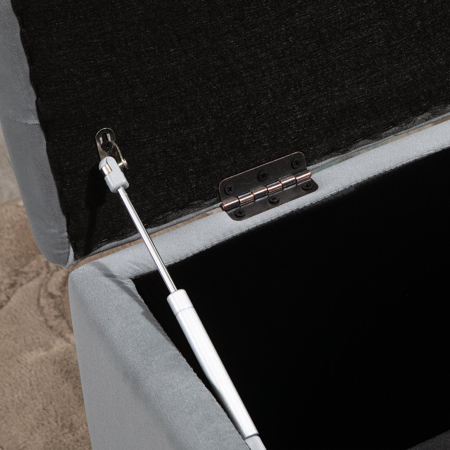 Hopfällbar förvaringsbänk med 2 pallar, stoppad sits