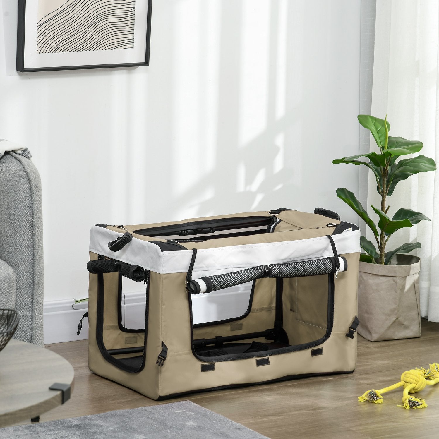 Hopfällbar husdjursvagn – Avtagbar väska, 4-hjulsbromsar