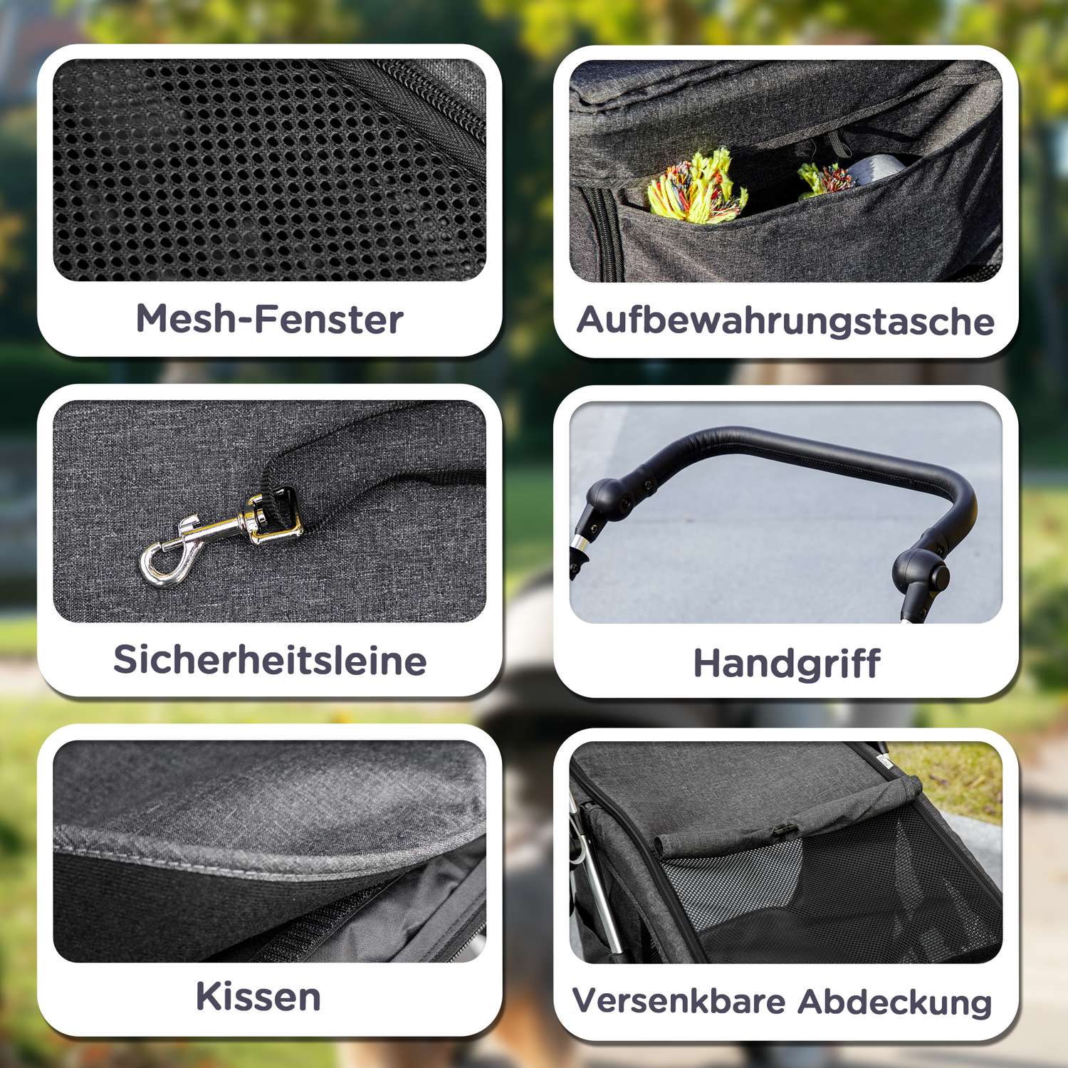 Hopfällbar husdjursvagn i aluminium, upp till 10 kg, nätfönster