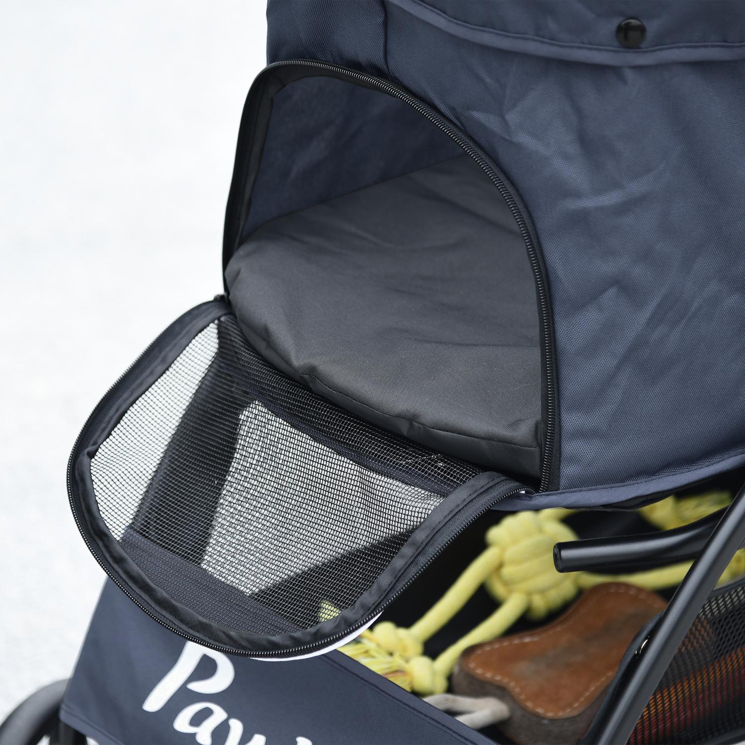 Hopfällbar husdjursvagn med dyna, nätfönster, 4 hjul