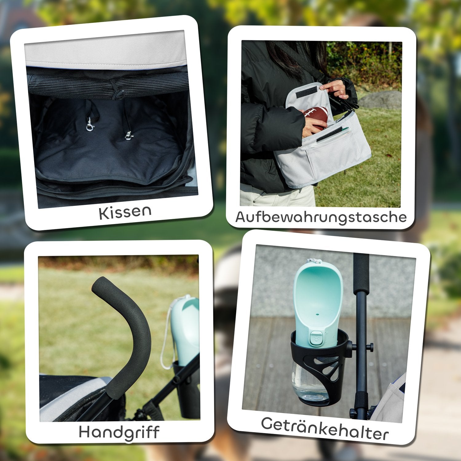 Hopfällbar husdjursvagn med nätfönster och förvaring