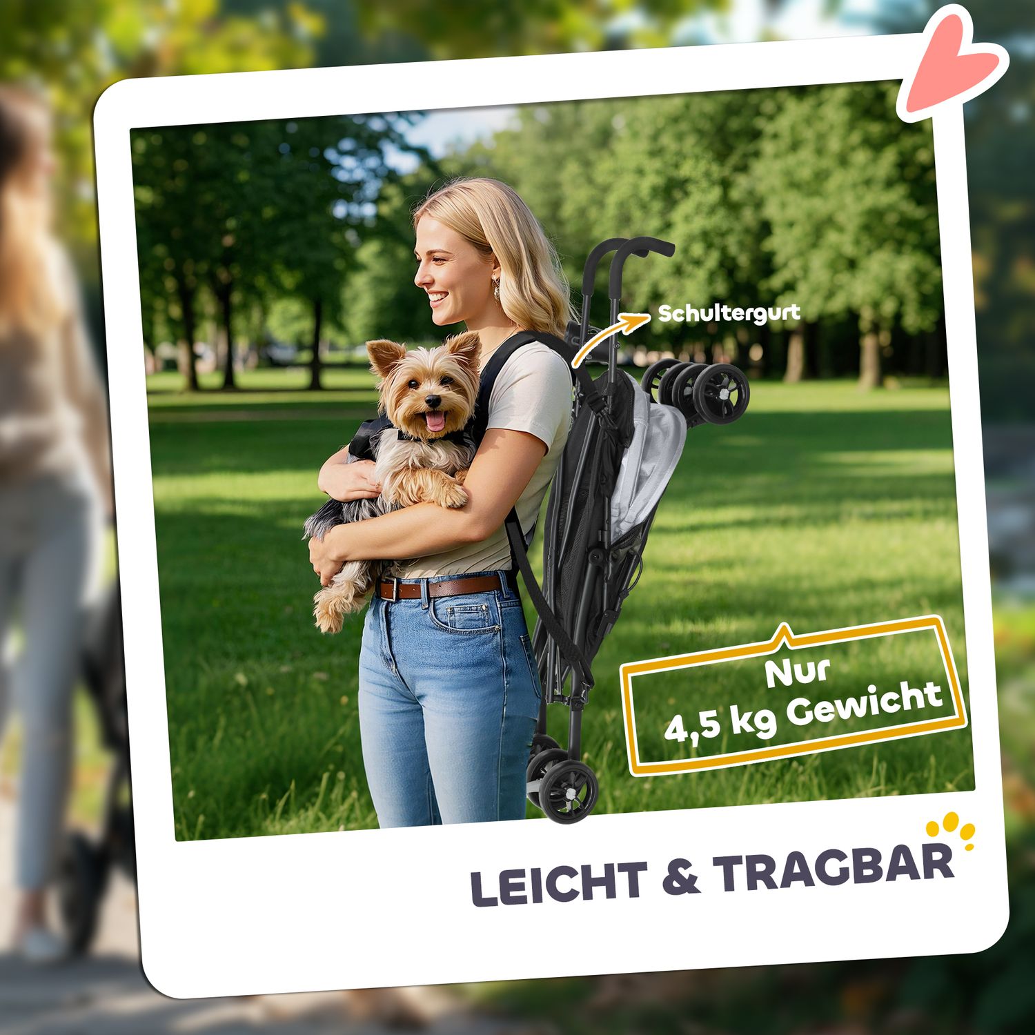 Hopfällbar husdjursvagn med nätfönster och förvaring