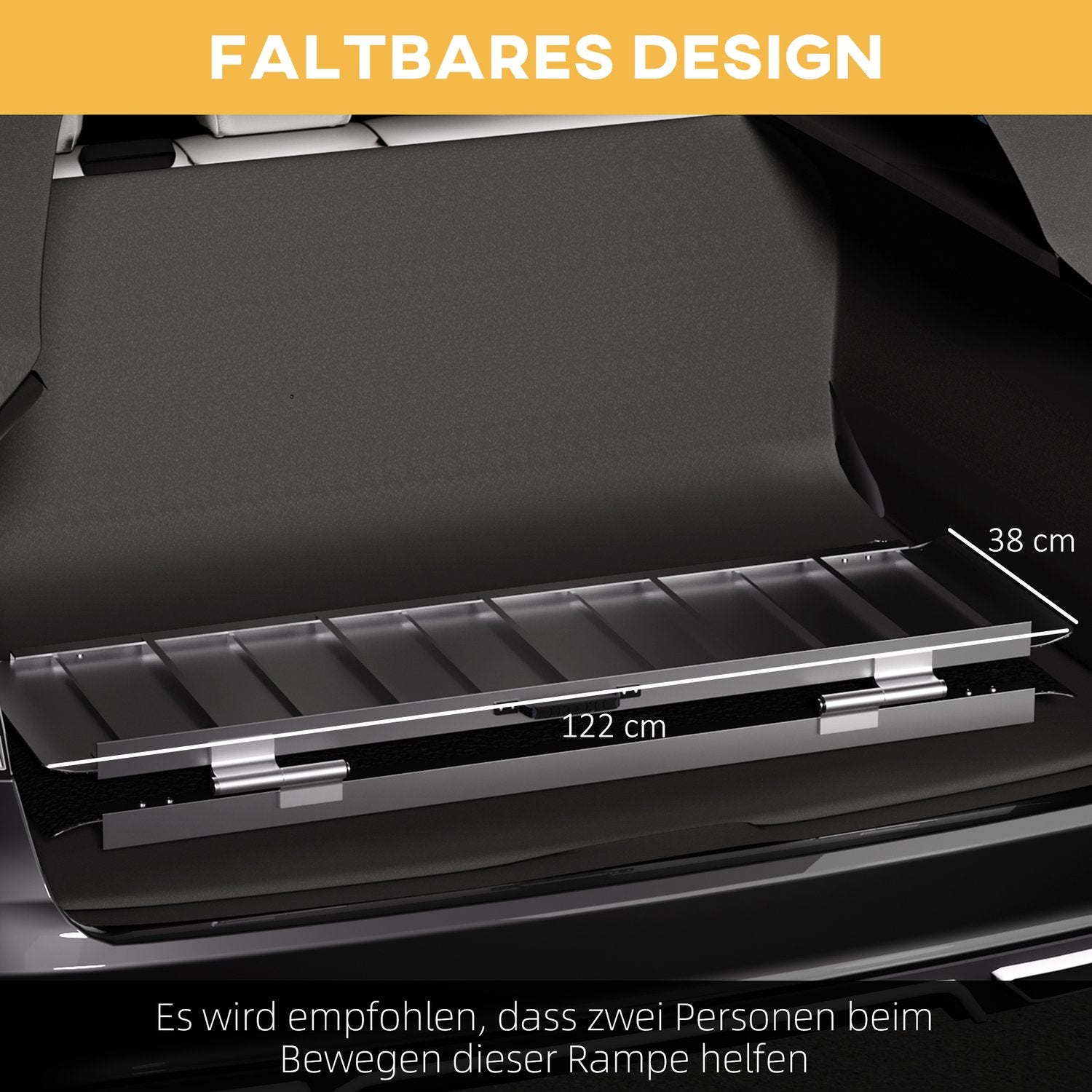 Hopfällbar rullstolsramp, halkfri yta, bärbar aluminium
