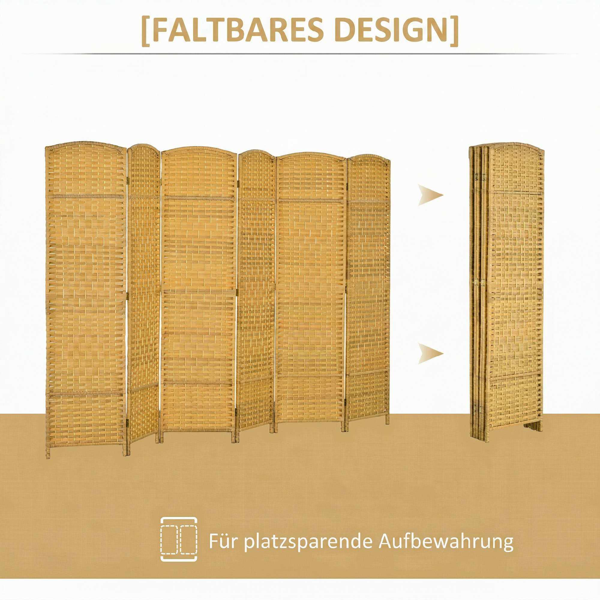 Hopfällbar rumsavdelare, 6-panelers furustom, 270x180 cm