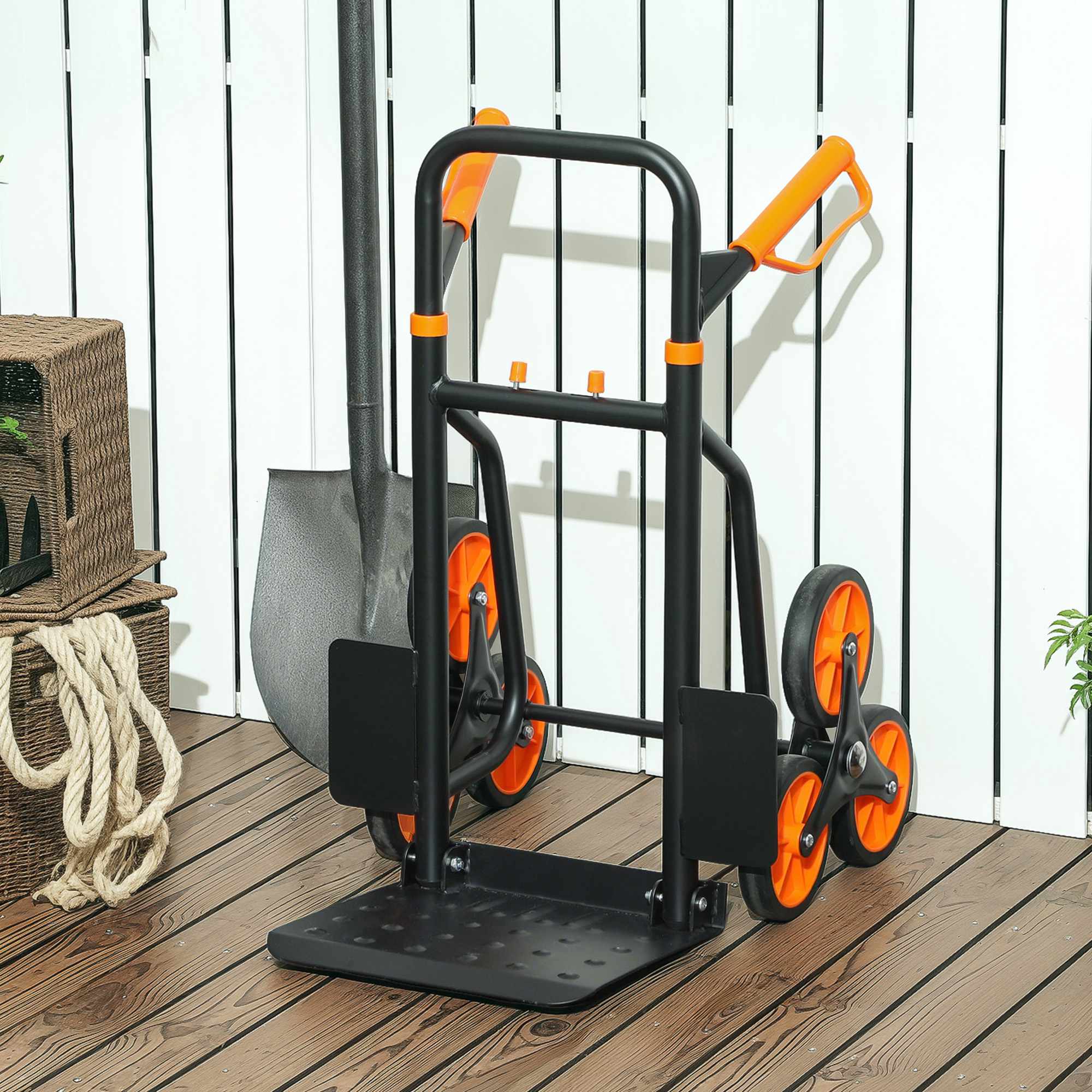 Hopfällbar säckvagn för trappklättring, stålram, 120 kg kapacitet