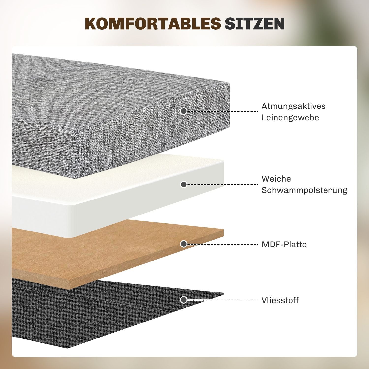 Hopfällbar stoppad bänk, linnelook, 110x38x38 cm mörkgrå