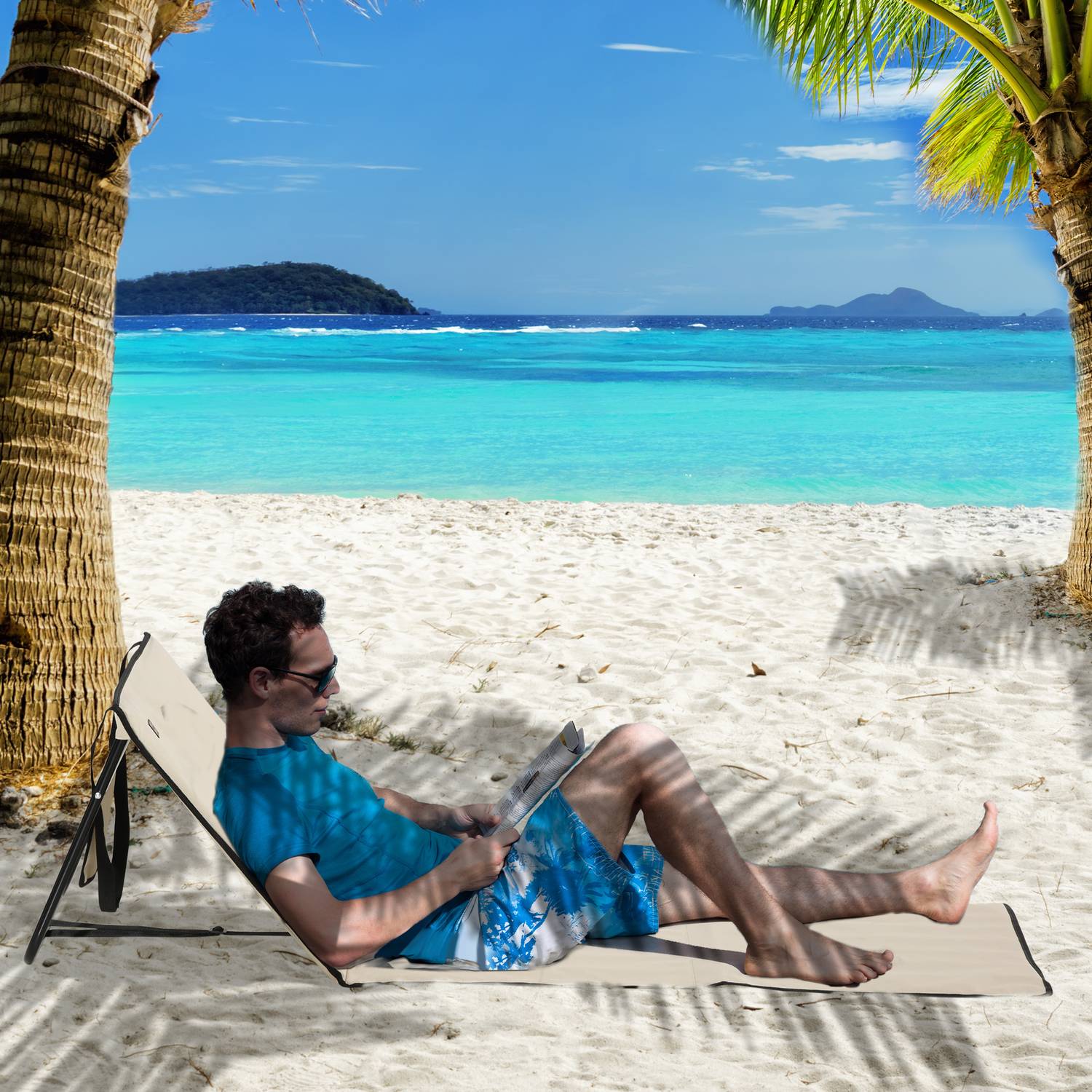 Hopfällbar strandstolset, justerbar med bärväskor