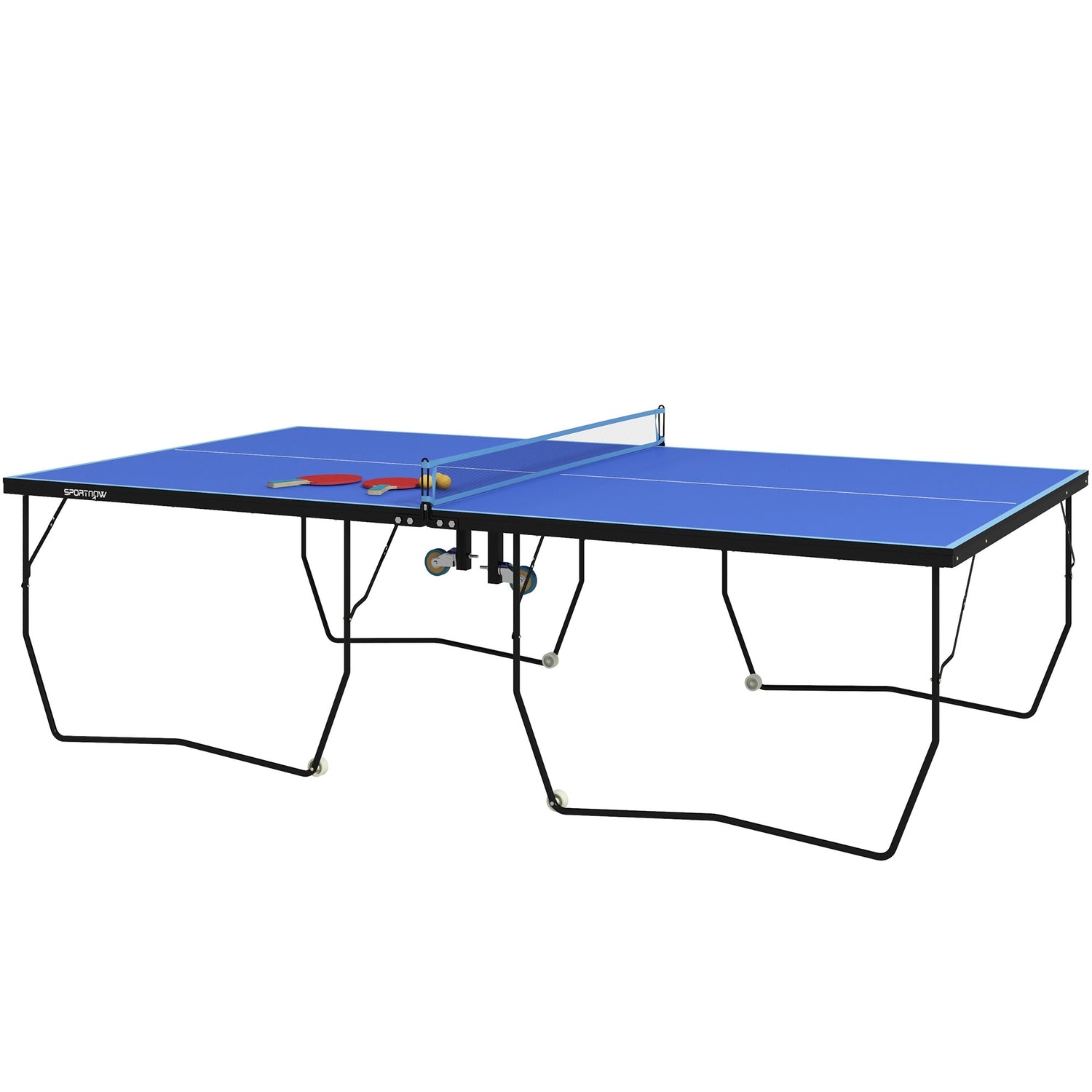 Hopfällbart bordtennisset utomhus med nät och hjul