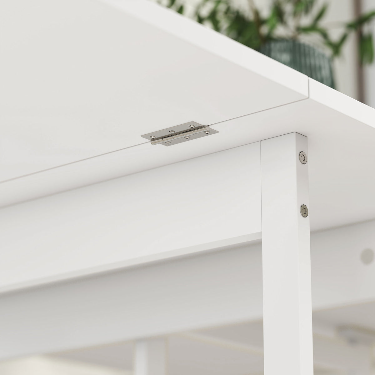 Hopfällbart matbord, industriell design, plats för 4, vitt