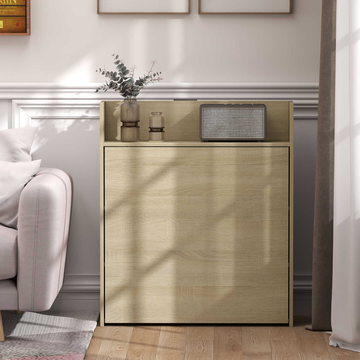 Sammenleggbart spisebord med hylle, industriell design, eik, plassbesparende