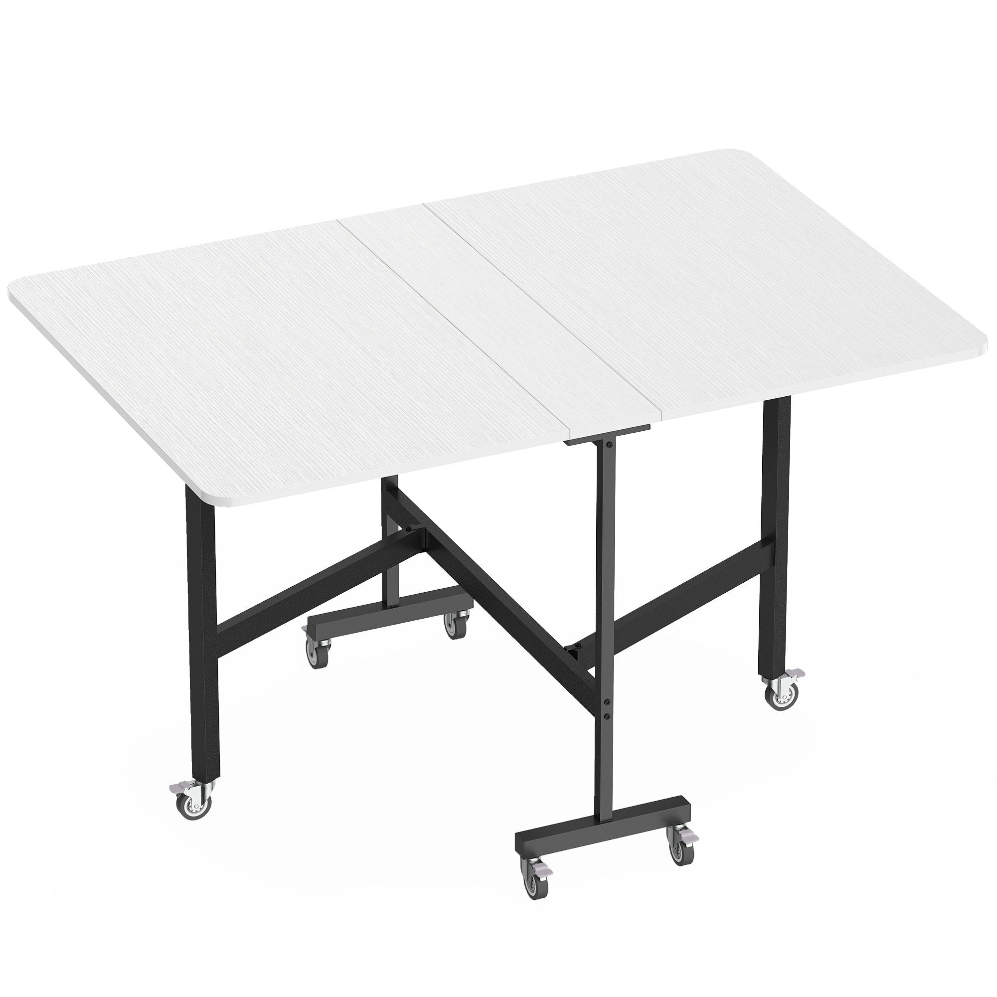 Hopfällbart matbord, plats för 6, stålram, vit