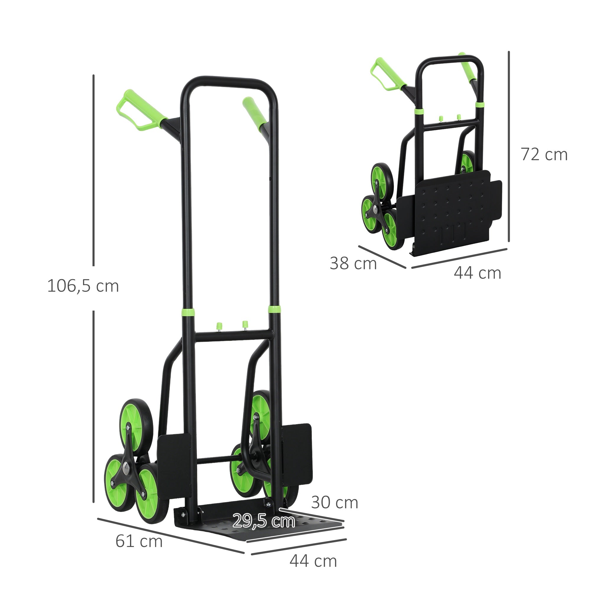 Hopfällbar trappklättringsvagn, stålram, 120 kg kapacitet