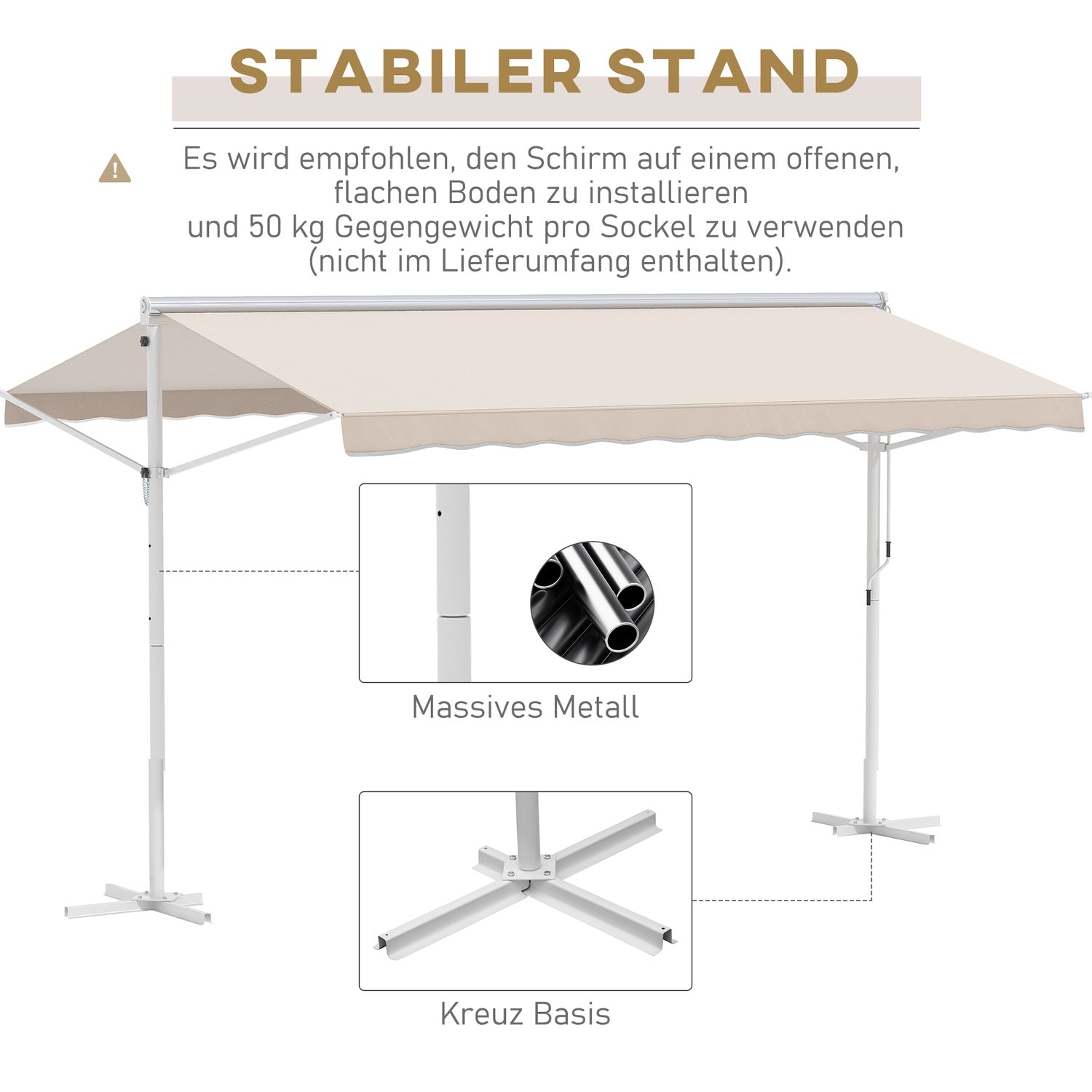 Hopfällbar trädgårdsmarkis 4x3M Beige – Sol- och väderskydd