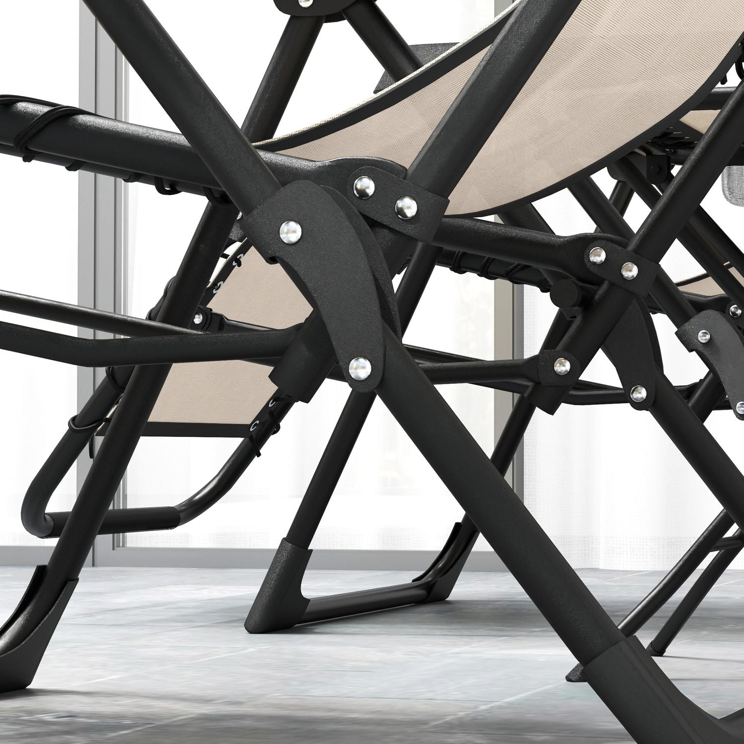 Hopfällbar utomhusstol, 3-delad med kuddar och bord