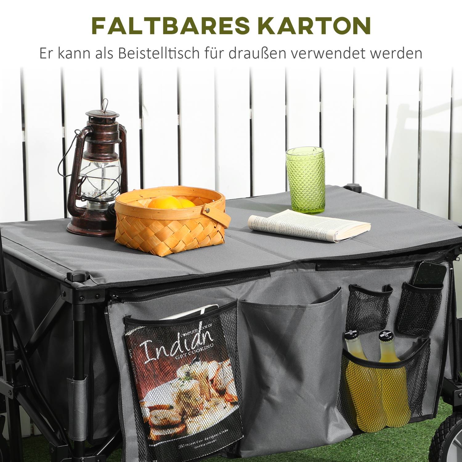 Hopfällbar vagn med justerbart handtag, 120 kg kapacitet