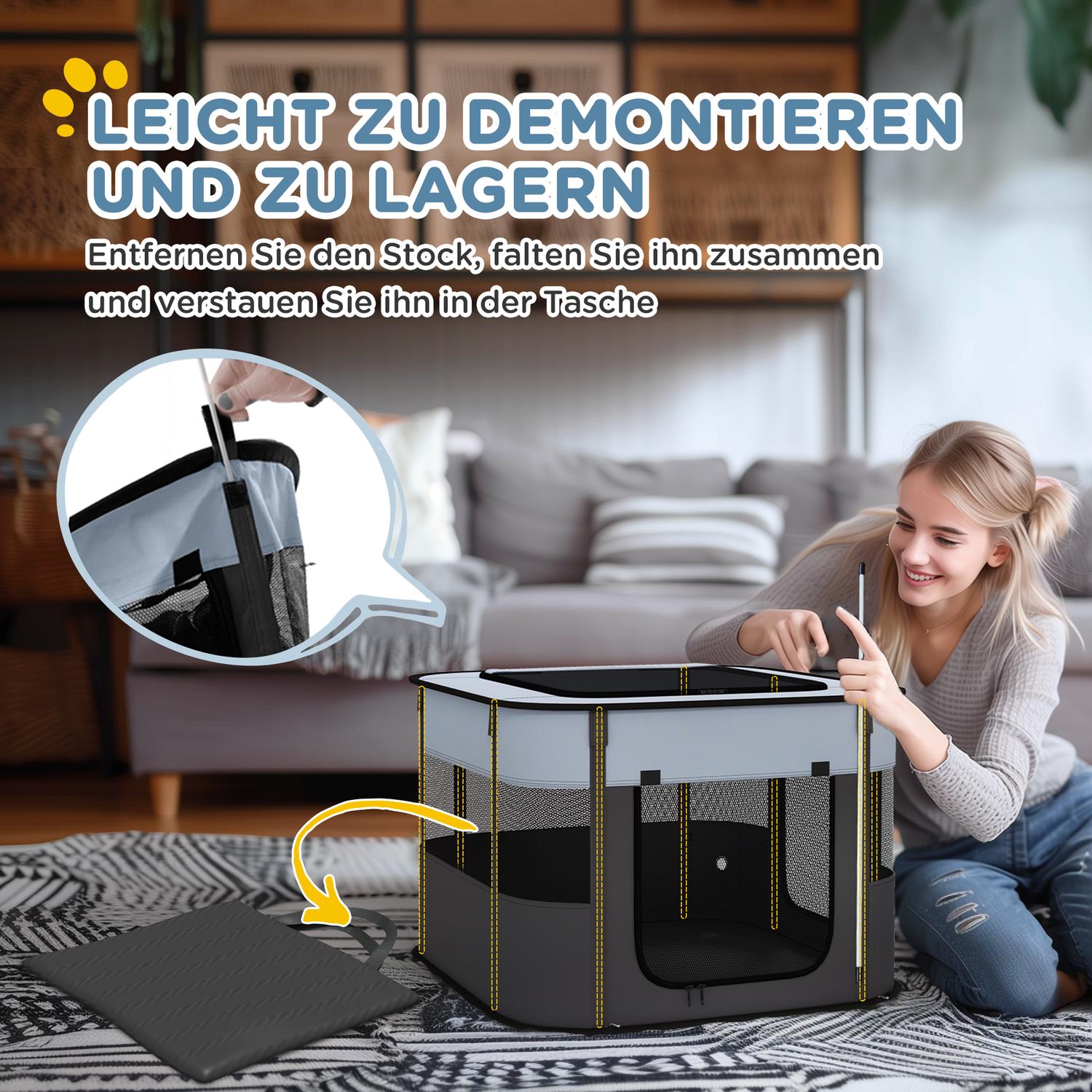 Hopfällbar valplekhage med dörrar för små hundar, inomhus/utomhus