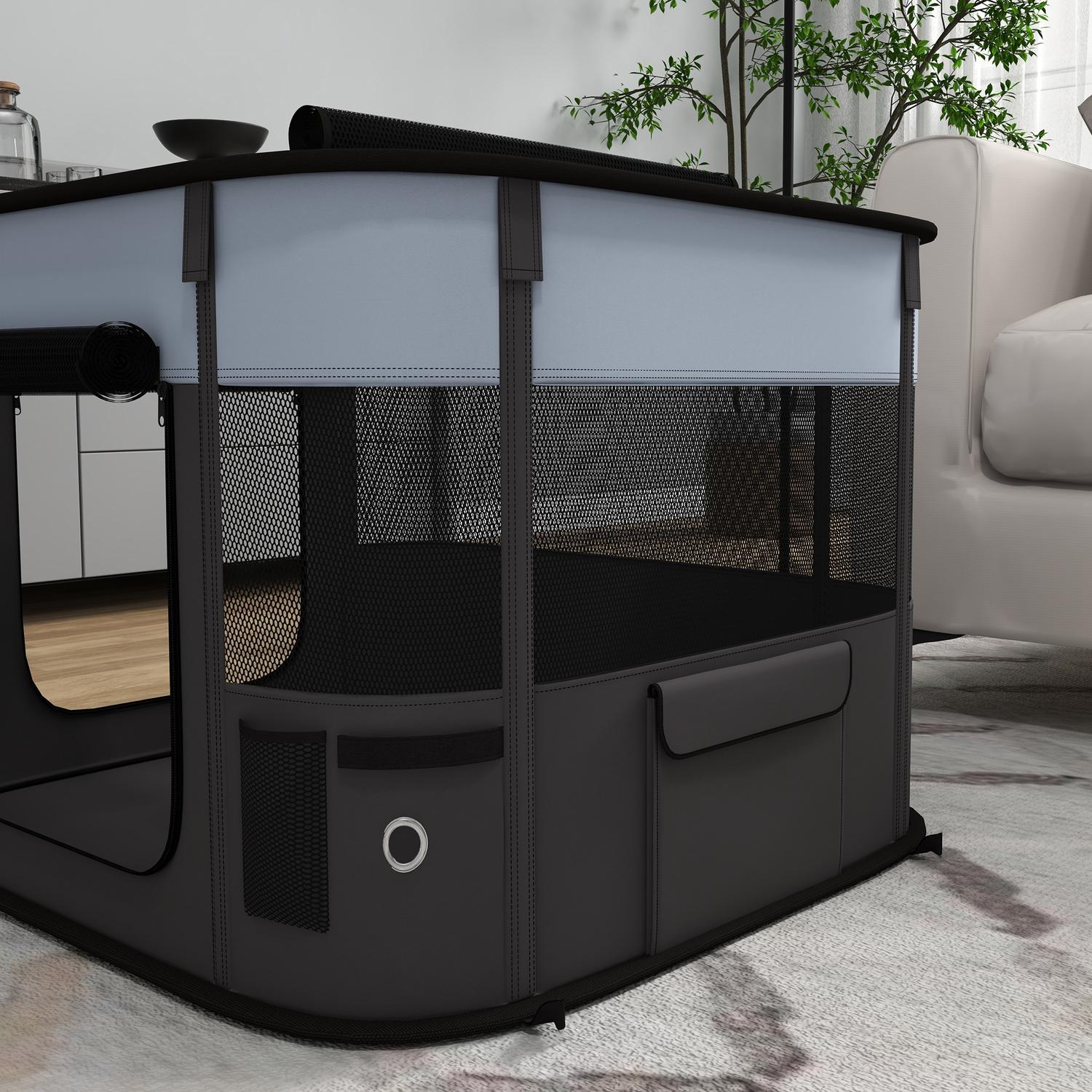 Hopfällbar valplekhage med dörrar för små hundar, inomhus/utomhus