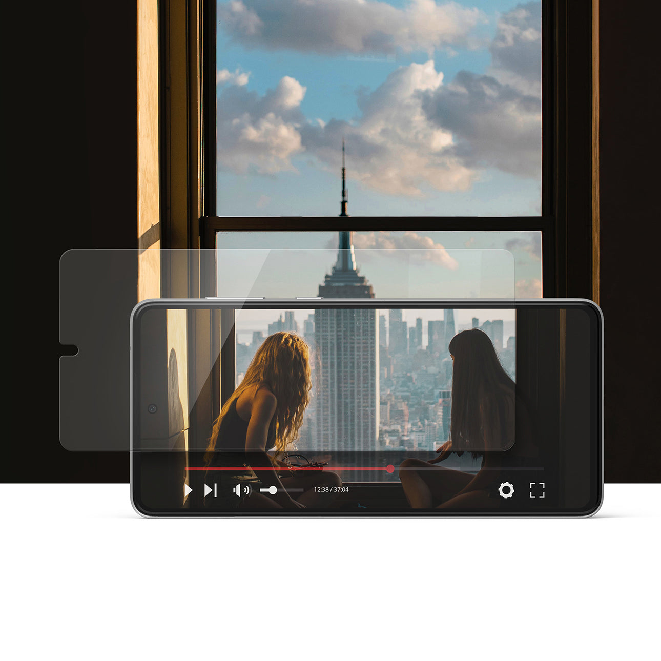 Härdat glas för Galaxy A73 5G Invisible Defender ID Glas 2,5D 0,33 mm