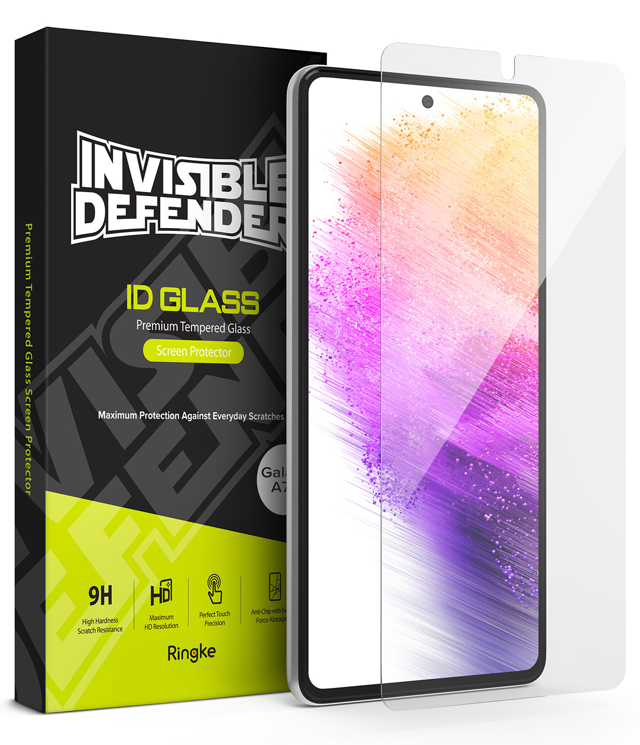 Härdat glas för Galaxy A73 5G Invisible Defender ID Glas 2,5D 0,33 mm