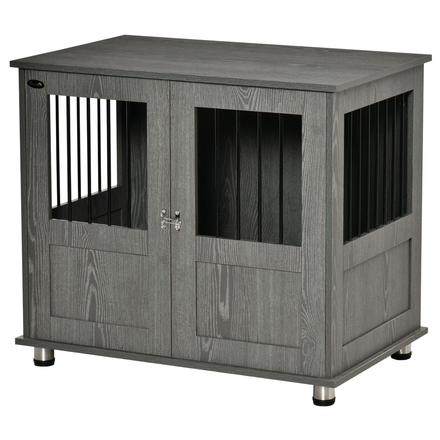Hundkennel inomhus med Lås & Fönster, Grå, 85x55x87 cm