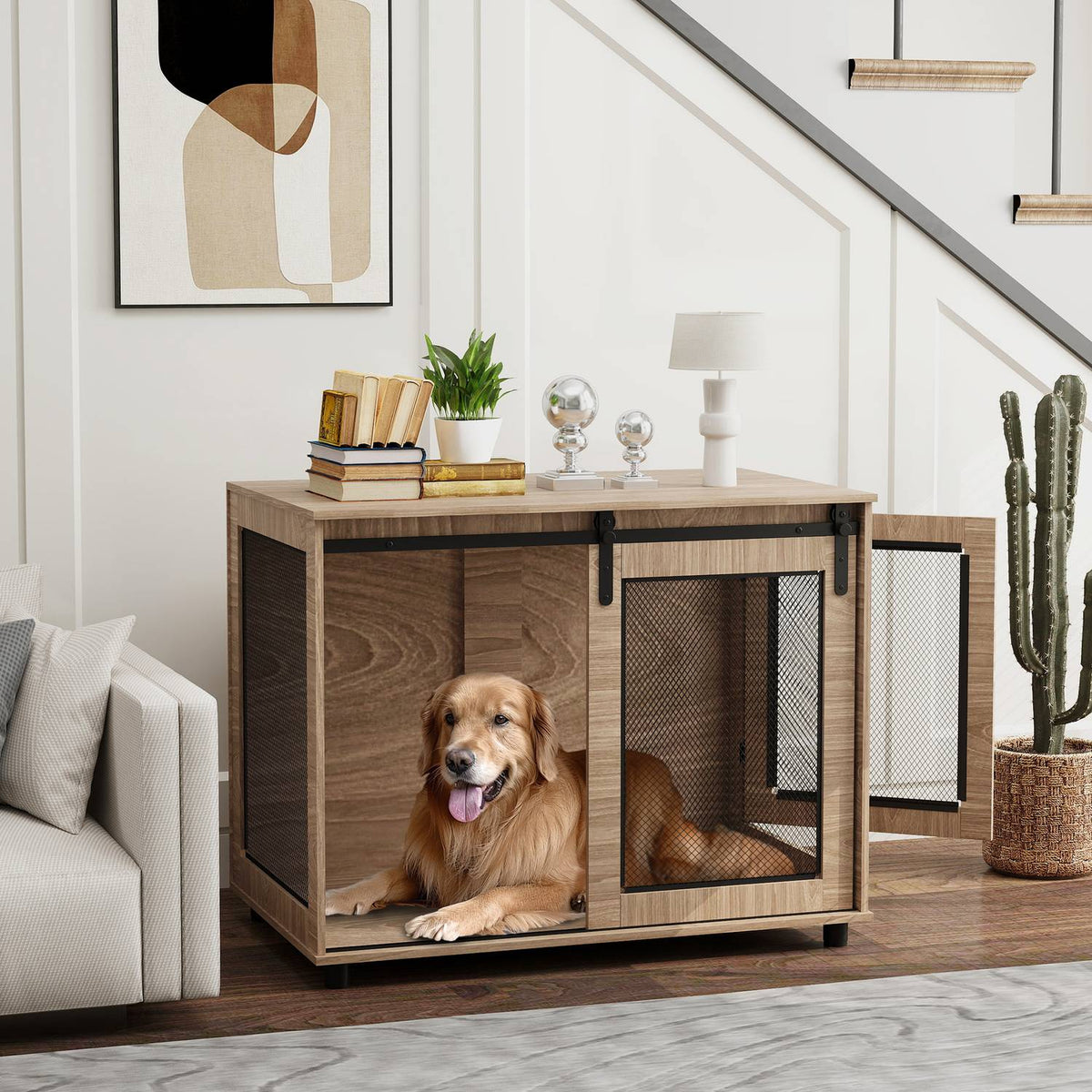 Hundeburmøbler, stort stål, 2-dørs sidebord 98x60x78 cm
