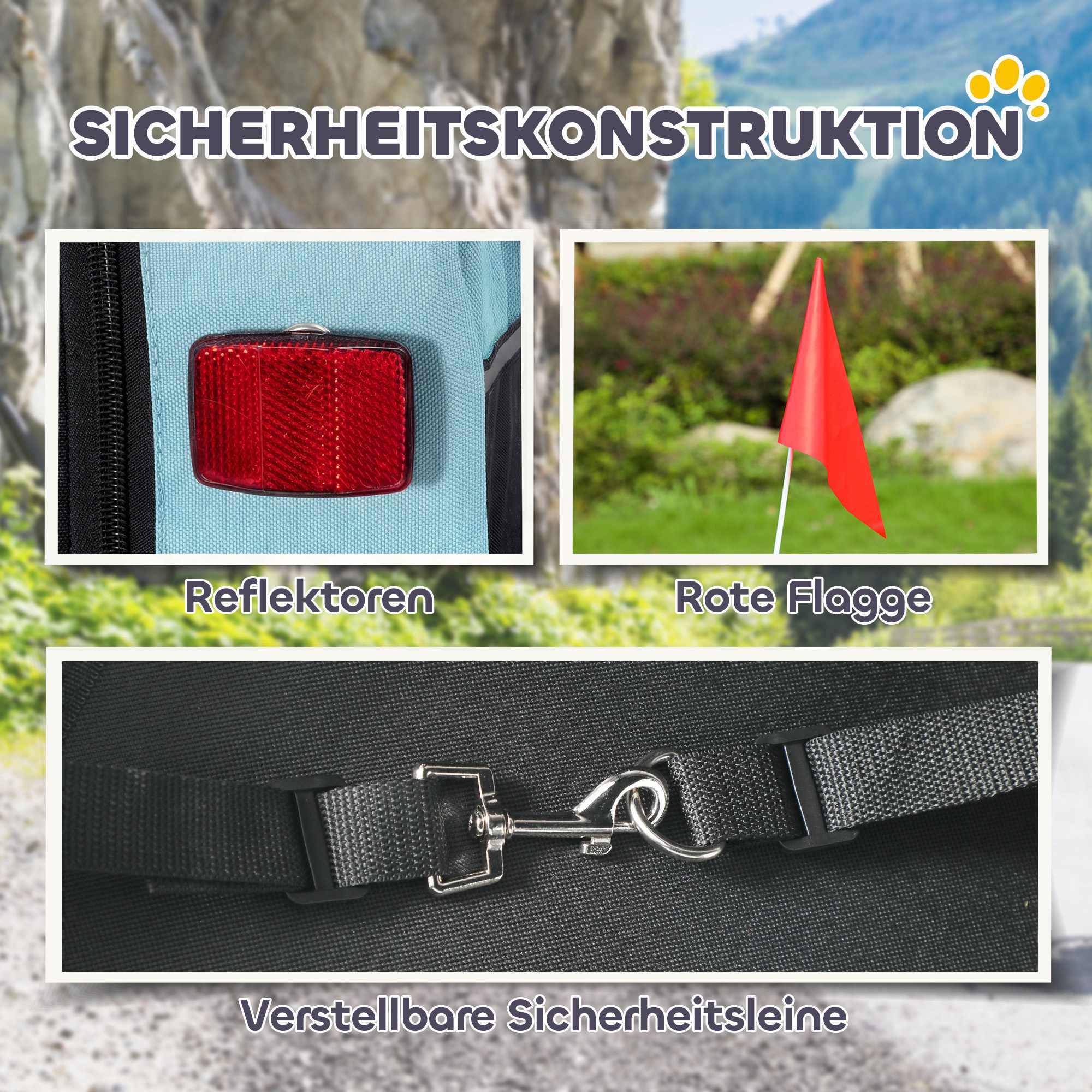 Hundcykelkärra, metallram, 20 kg kapacitet, blå